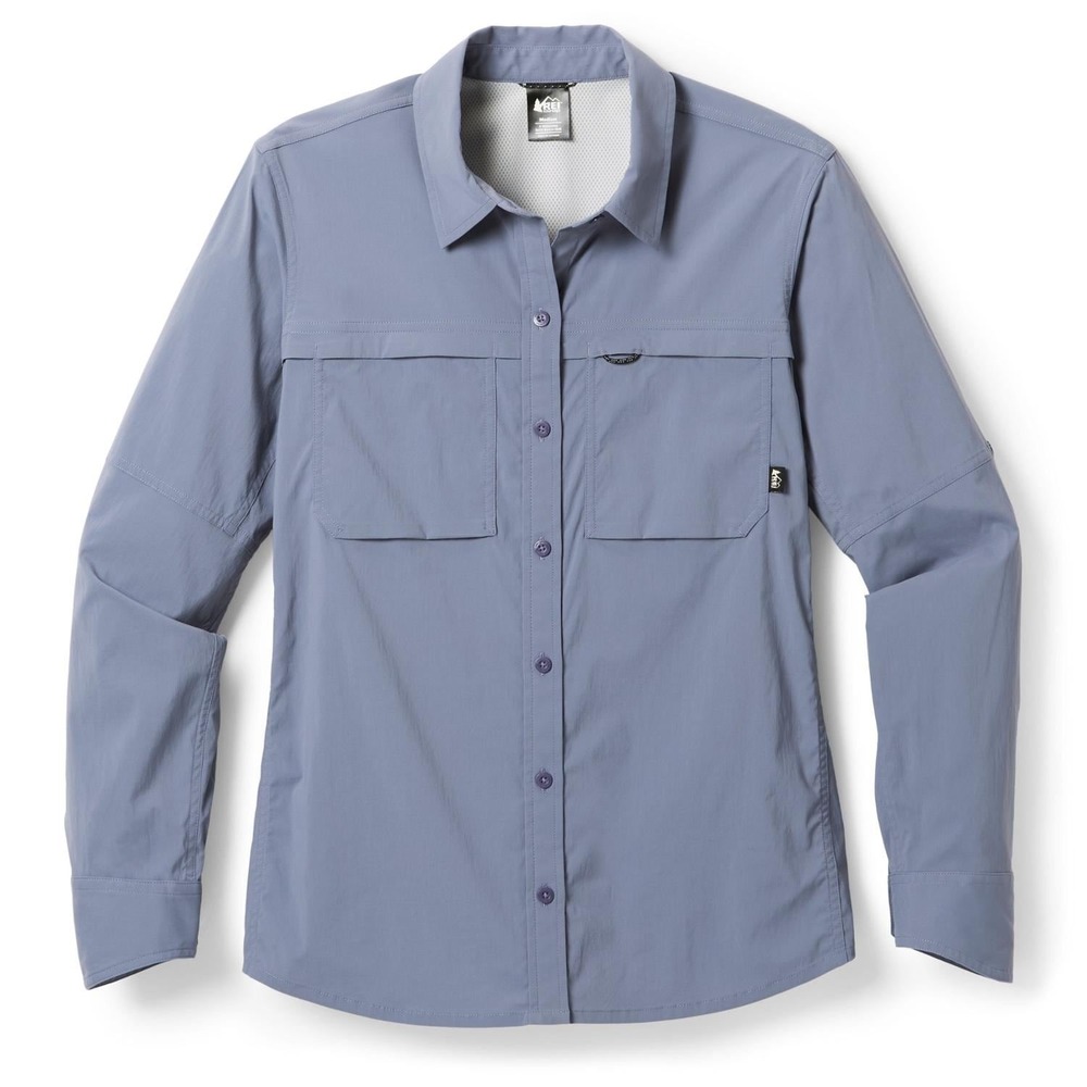 REI Sahr Lng Std Shirt Womens Astral Purple Long Sleeve‎ Button Up Large NWT